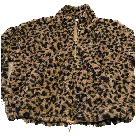 HIppie Rose Teddy Bear Sweater Womens Size Small Animal Print Pullover Fleece - Picture 3 of 11